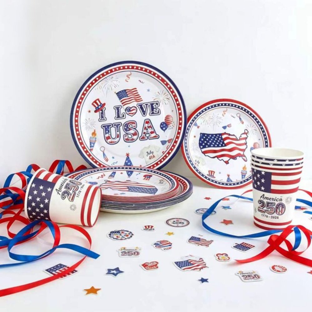 Printed Pattern Style USA Party Disposable Tableware Set