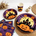 Printed Pattern Style Halloween Pumpkin Party Disposable Tableware Set