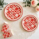 Printed Pattern Style Fiery Hearts Party Disposable Tableware Set