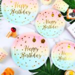 Printed Pattern Style Happy Birthday Balloon Pattern Disposable Party Tableware Set