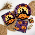 Printed Pattern Style Halloween Pumpkin Party Disposable Tableware Set