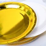 Solid Color Style Shiny Gold Disposable Party Tableware Set