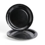 Solid Color Style Pure Black Party Disposable Tableware Set