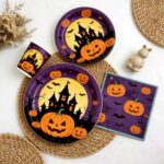 Printed Pattern Style Halloween Pumpkin Party Disposable Tableware Set