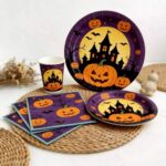 Printed Pattern Style Halloween Pumpkin Party Disposable Tableware Set