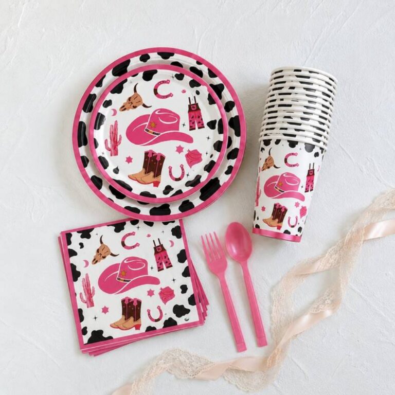 Printed Pattern Style Pink Western Cowboy Party Set