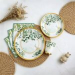 Printed Pattern Style Serene Green Swallow Party Disposable Tableware Set