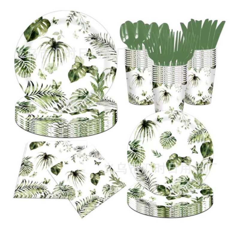 Printed Pattern Style Monstera Leaf Party Set