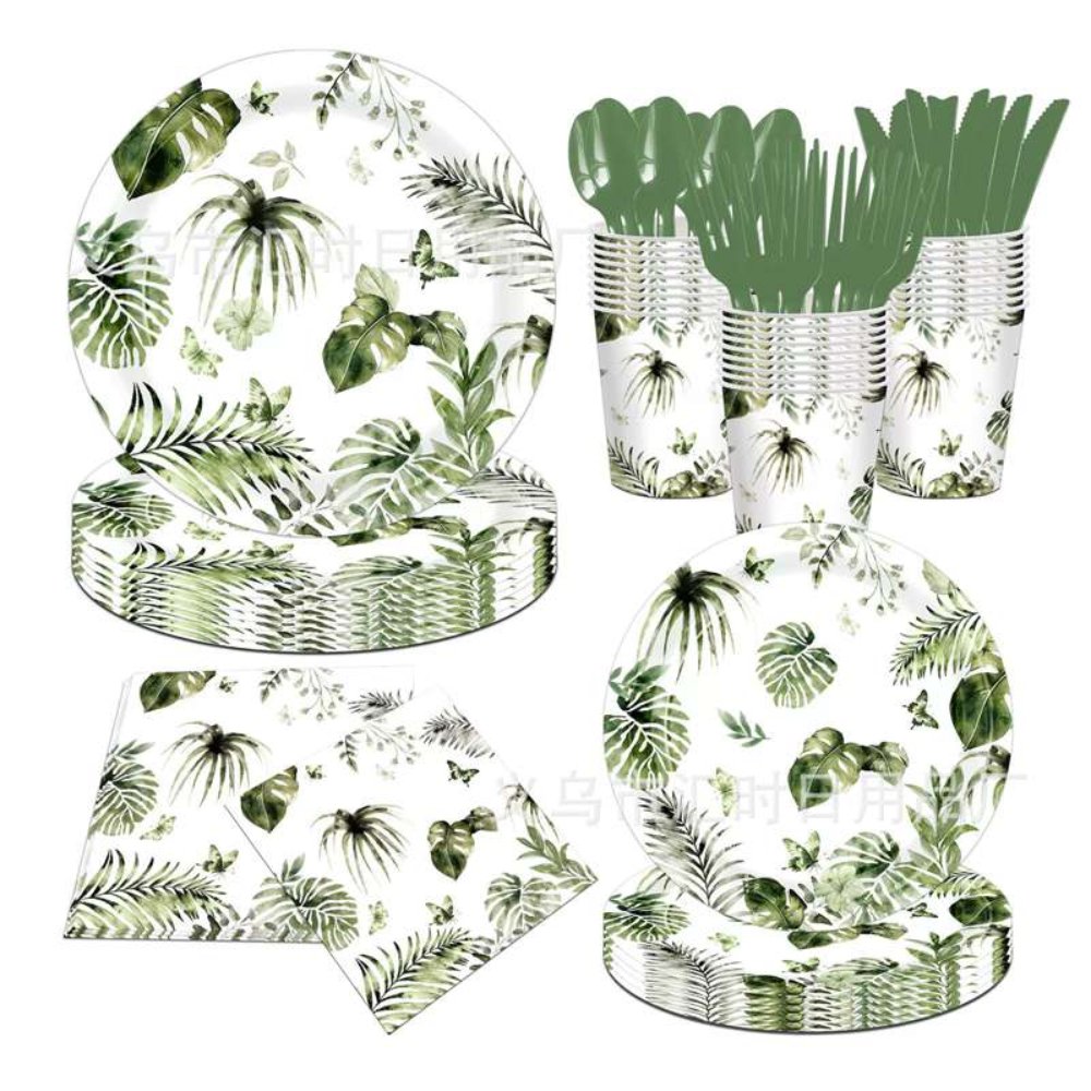 Printed Pattern Style Monstera Leaf Party Set