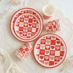 Printed Pattern Style Fiery Hearts Party Set