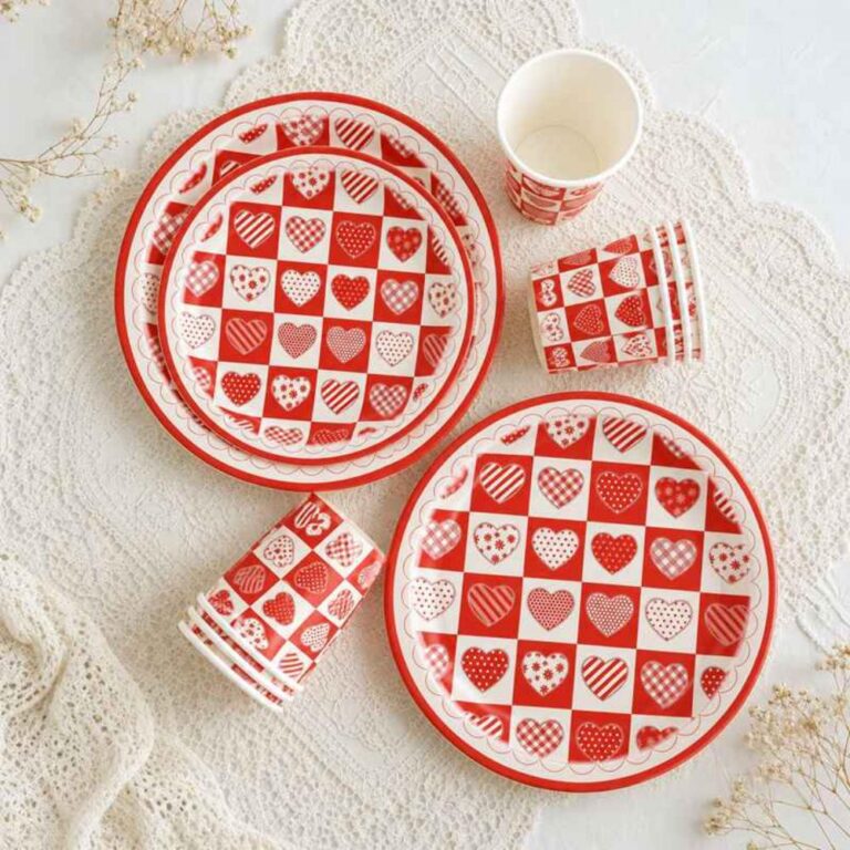 Printed Pattern Style Fiery Hearts Party Set