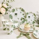 Printed Pattern Style Monstera Leaf Series Disposable Tableware Set