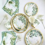 Printed Pattern Style Serene Green Swallow Party Disposable Tableware Set