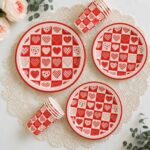 Printed Pattern Style Fiery Hearts Party Disposable Tableware Set