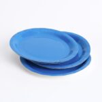 Solid Color Style Pure Blue Party Disposable Tableware Set